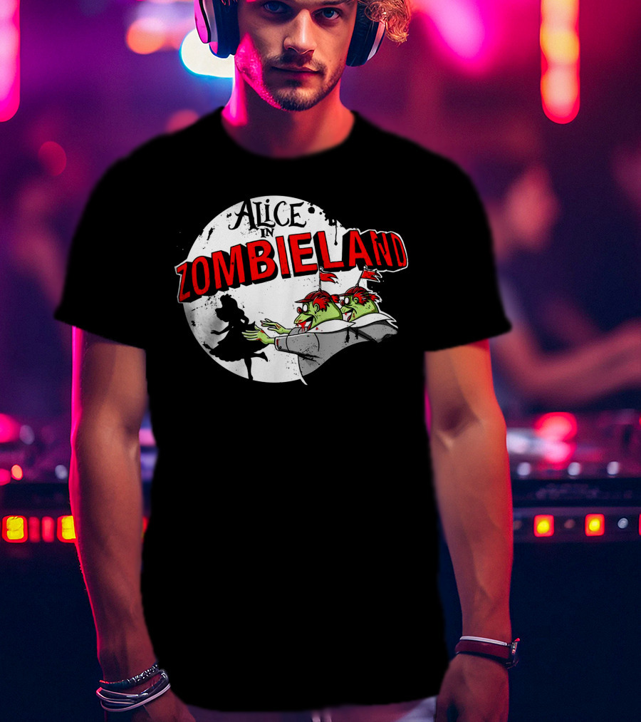 Alice In Zombieland Silhouette And Zombie Moon Combo T-Shirt