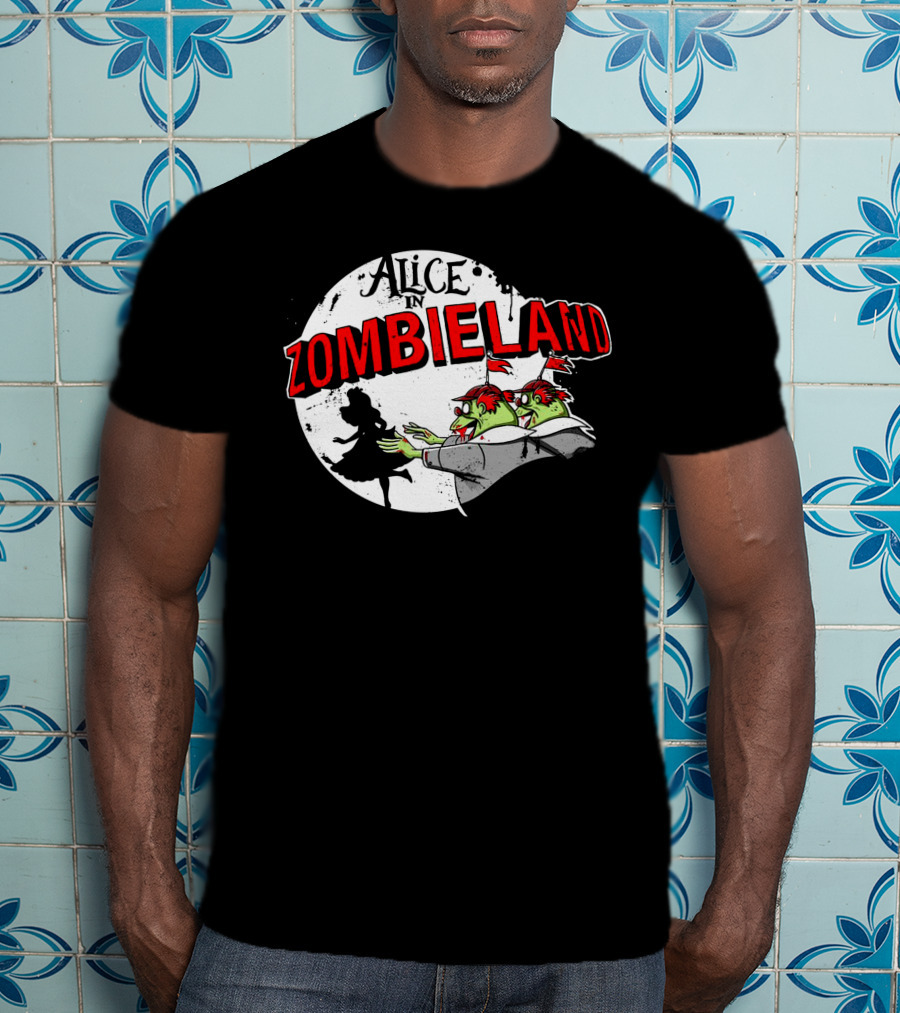Alice In Zombieland Silhouette And Zombie Moon Combo T-Shirt