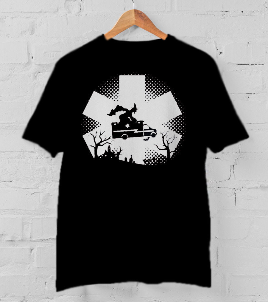 An Ems Ambulance With Dragon And Haunted Landscape T-Shirt