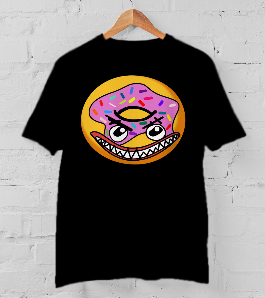 Angry Donut With Sprinkles And Fierce Face Emoji T-Shirt