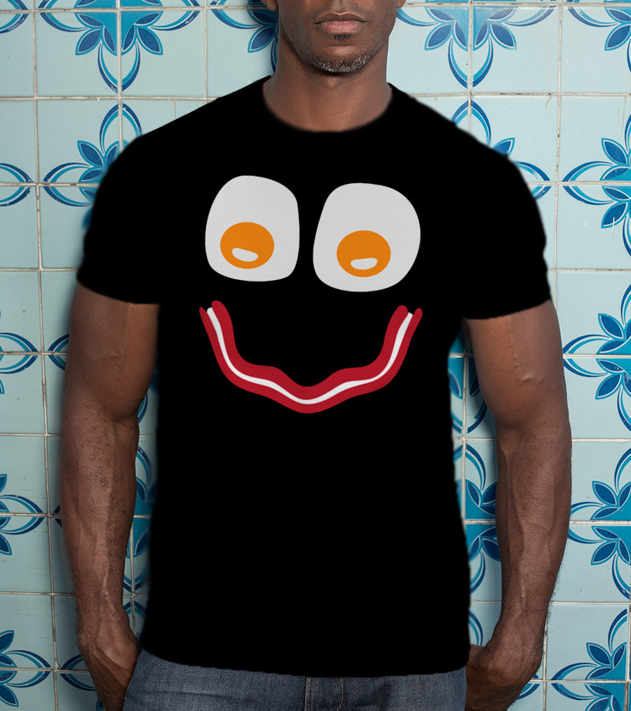 Bacon And Eggs Smiley Face T-Shirt
