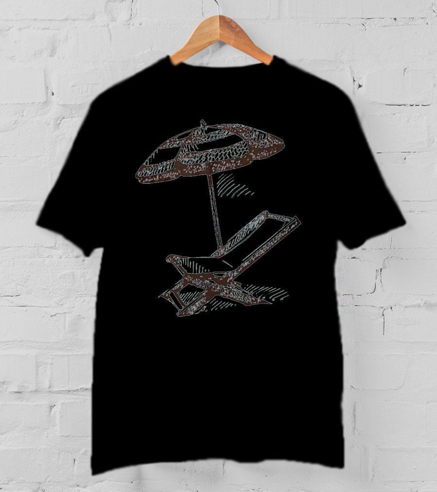 Beach Umbrella And Lounge Chair Sketch T-Shirt