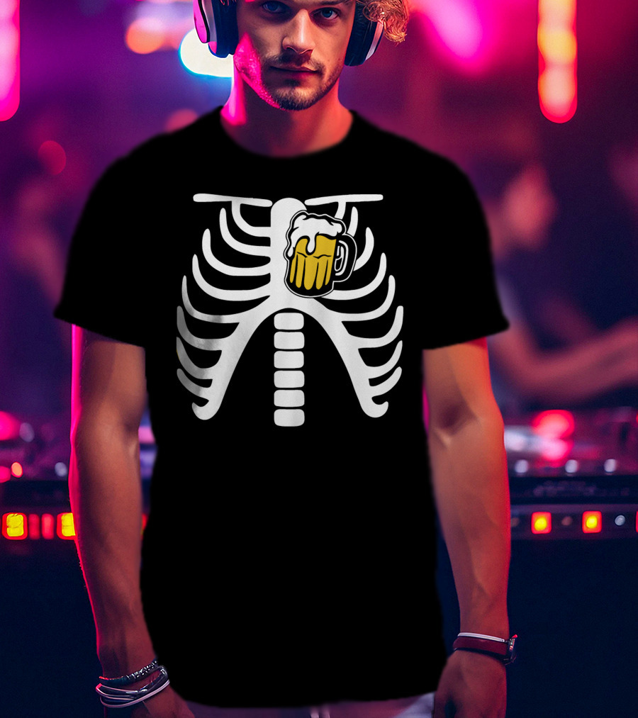 Beer Keeps Me Alive Mug Ribcage T-Shirt