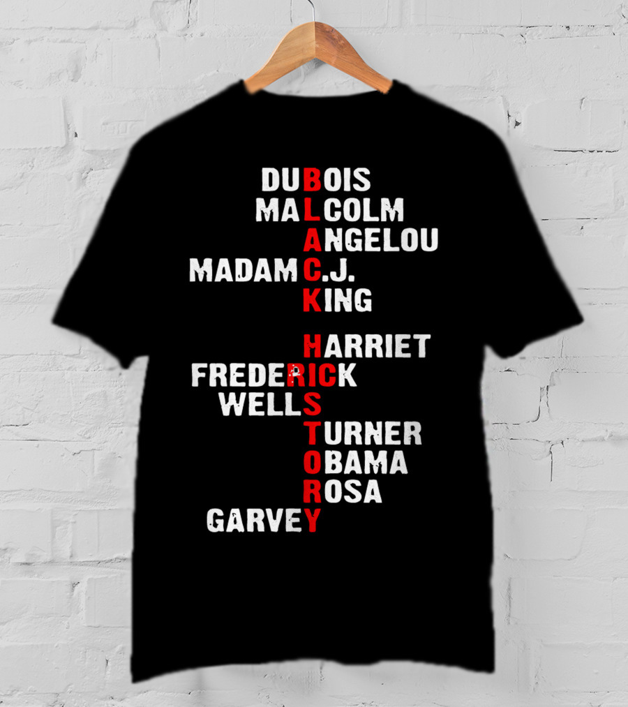 Black History 365 Du Bois Malcolm Angelou Madam C.J. King Harriet Frederick Wells Turner Obama Rosa Garvey T-Shirt