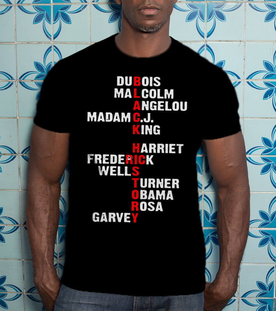 Black History 365 Du Bois Malcolm Angelou Madam C.J. King Harriet Frederick Wells Turner Obama Rosa Garvey T-Shirt