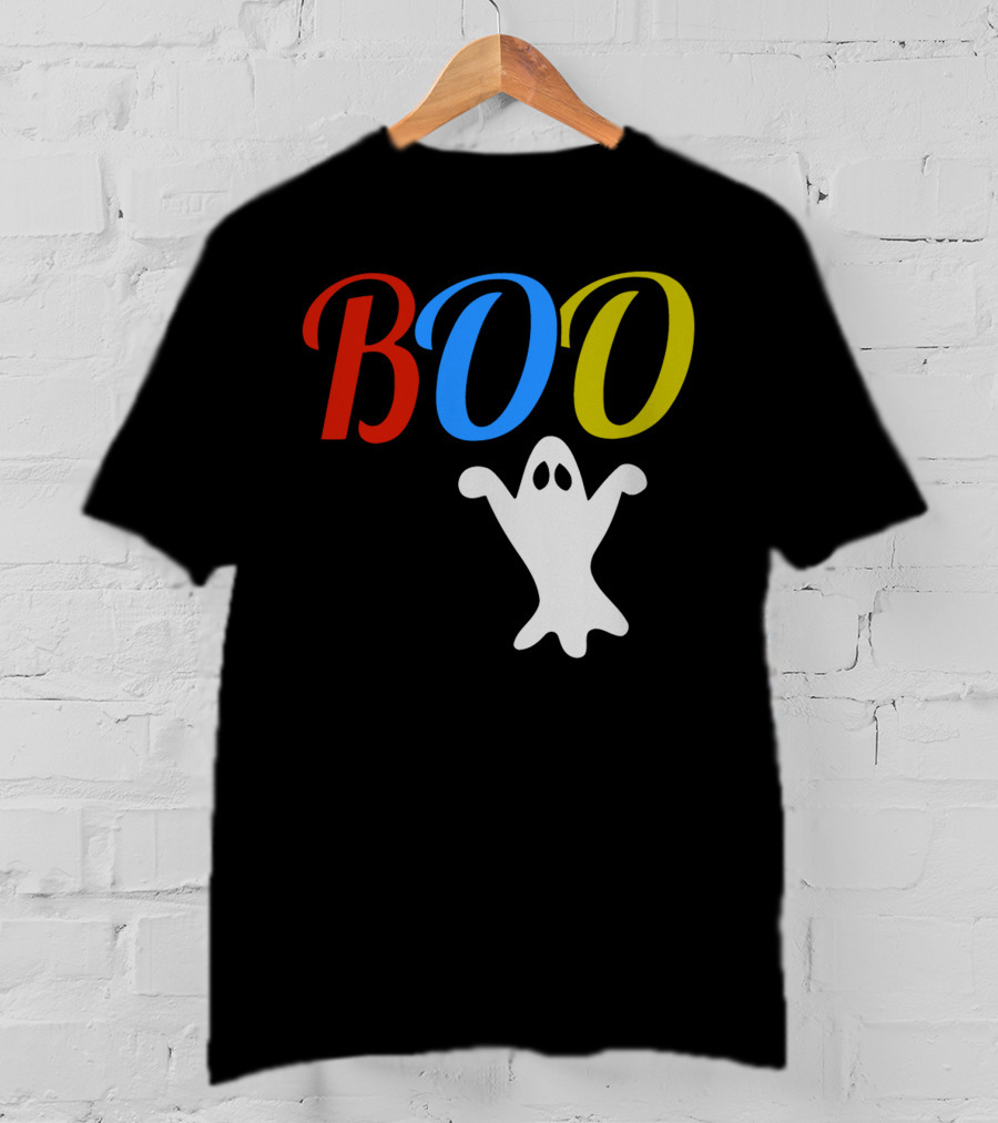 BOO Ghost Multicolor Halloween Spooky T-Shirt