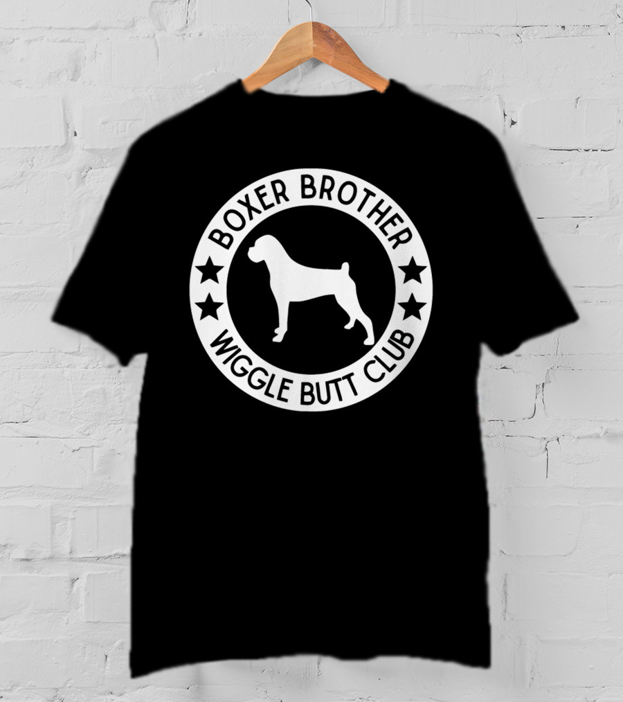 Boxer Brother Wiggle Butt Club Circle Stars Dog T-Shirt