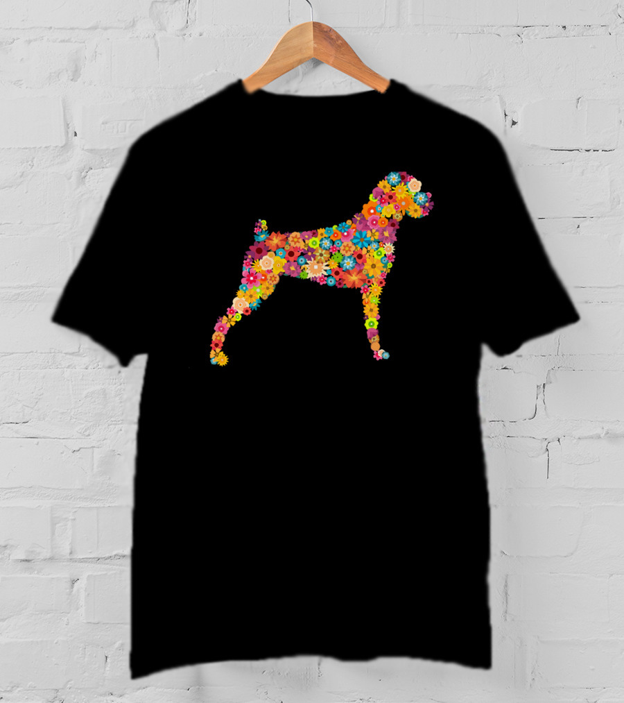 Boxer Flower Pattern Dog T-Shirt