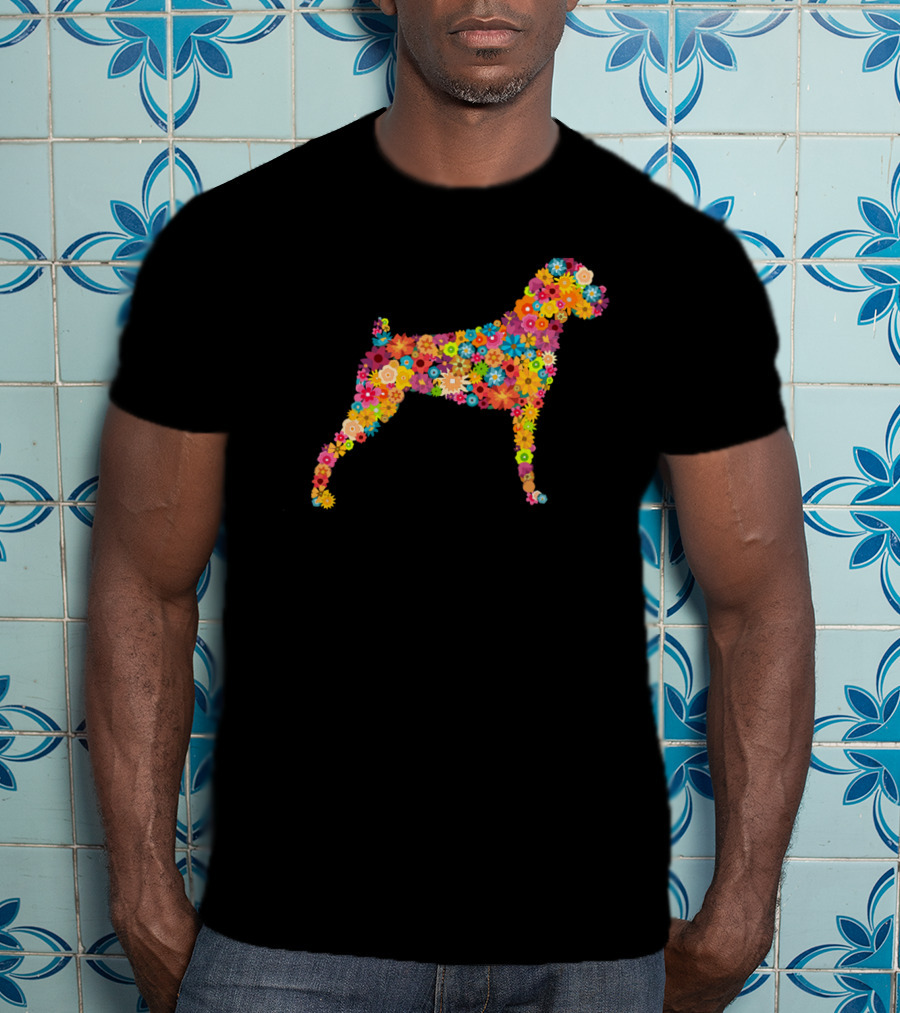 Boxer Flower Pattern Dog T-Shirt