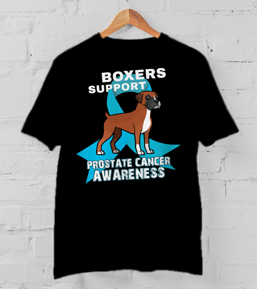 Boxers Support Prostate Cancer Awareness Ribbon Dog T-Shirt