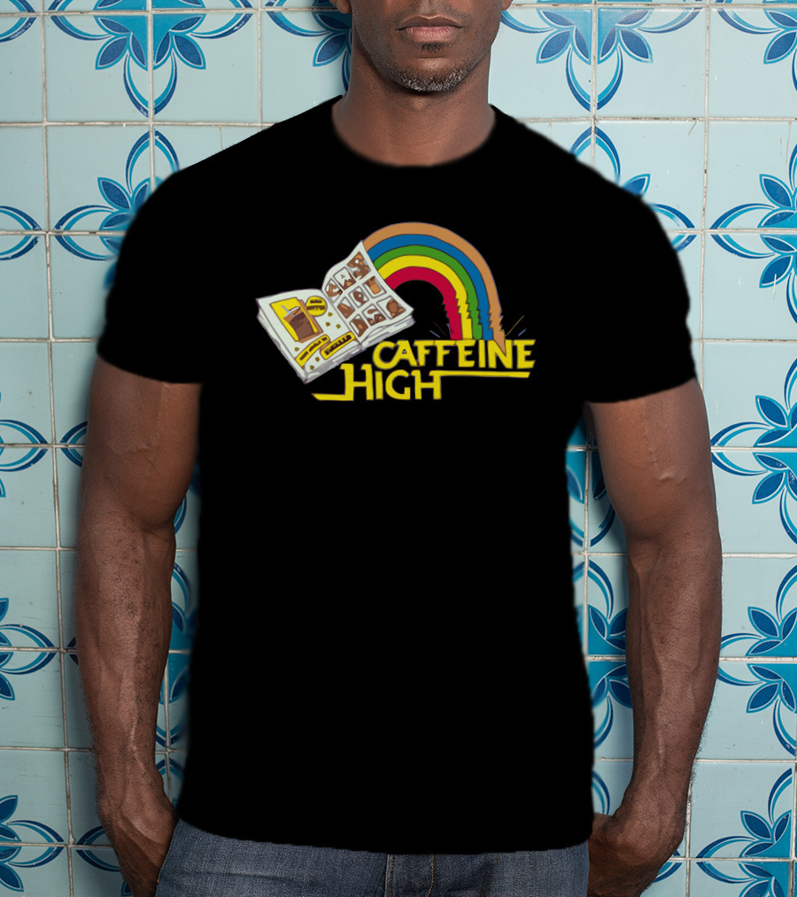 Caffeine High Retro Rainbow Comic Book T-Shirt