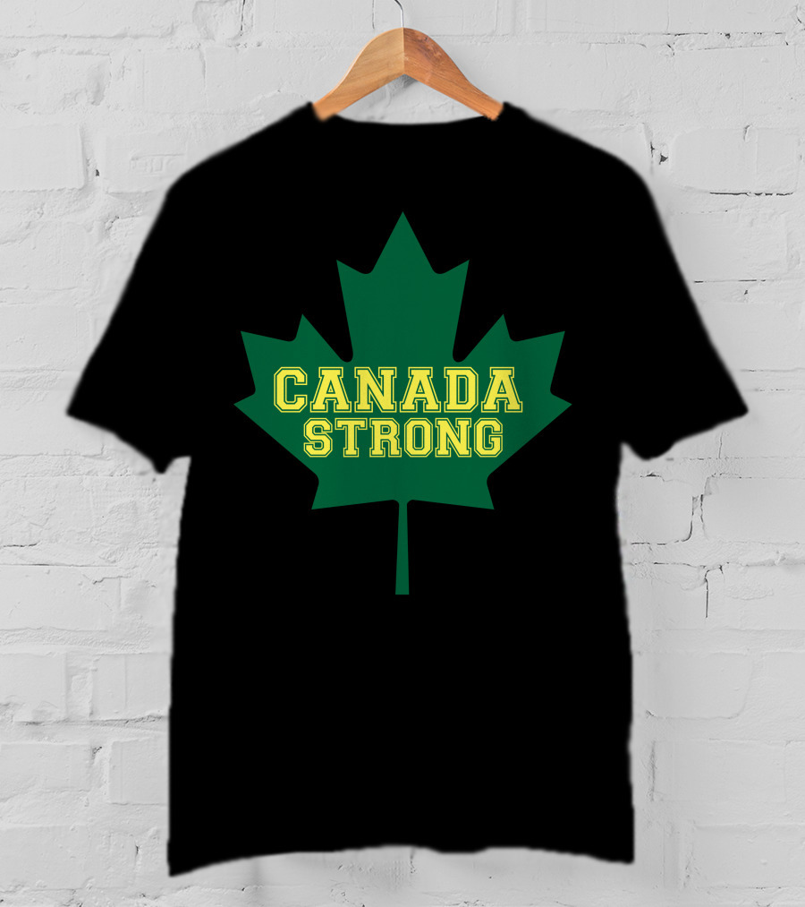 Canada Strong Maple Leaf Green And Yellow T-Shirt