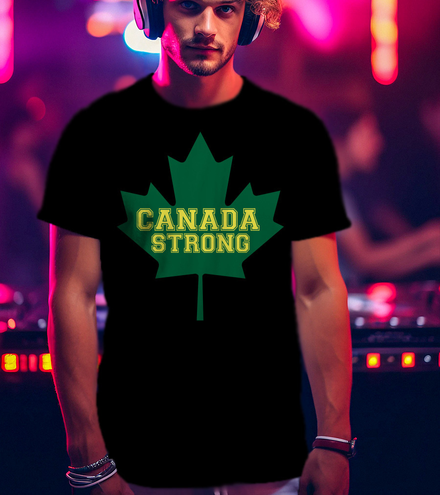 Canada Strong Maple Leaf Green And Yellow T-Shirt