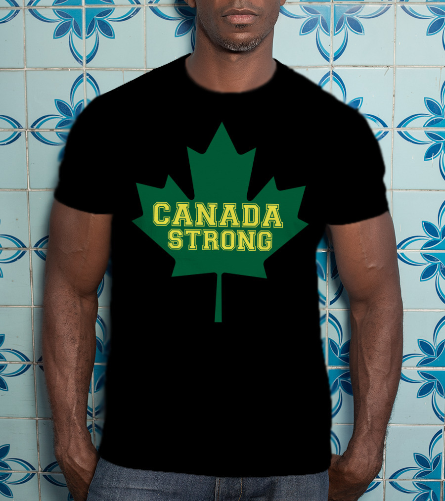 Canada Strong Maple Leaf Green And Yellow T-Shirt