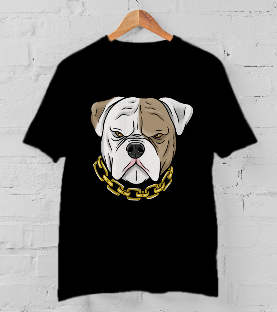 Pitbull Head With Gold Chain T-Shirt