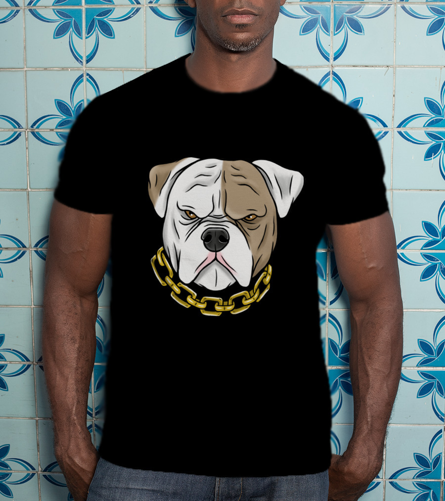 Pitbull Head With Gold Chain T-Shirt
