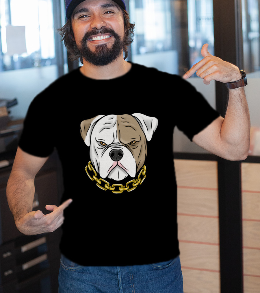 Pitbull Head With Gold Chain T-Shirt