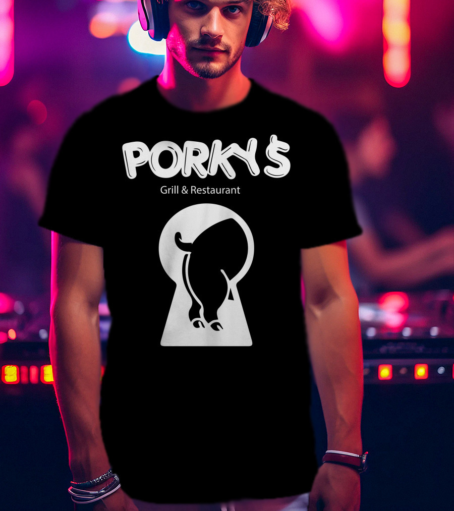 Porky's Grill And Restaurant Keyhole Pig T-Shirt