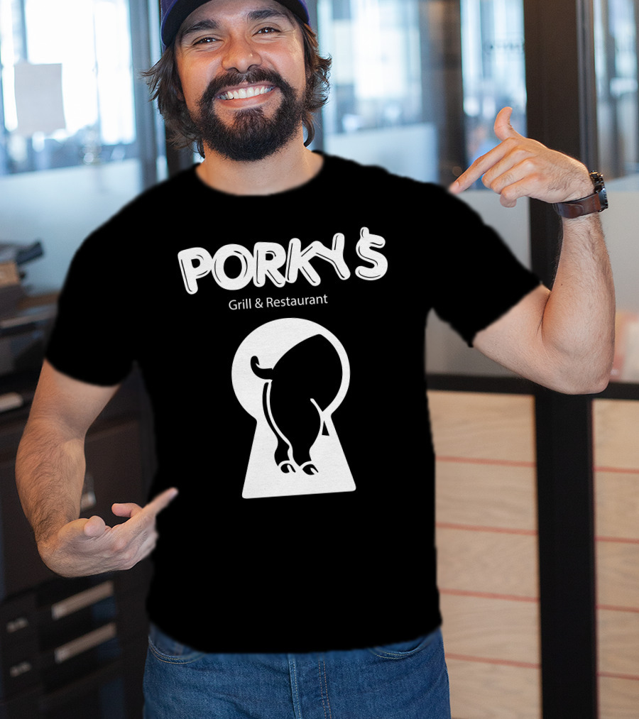 Porky's Grill And Restaurant Keyhole Pig T-Shirt