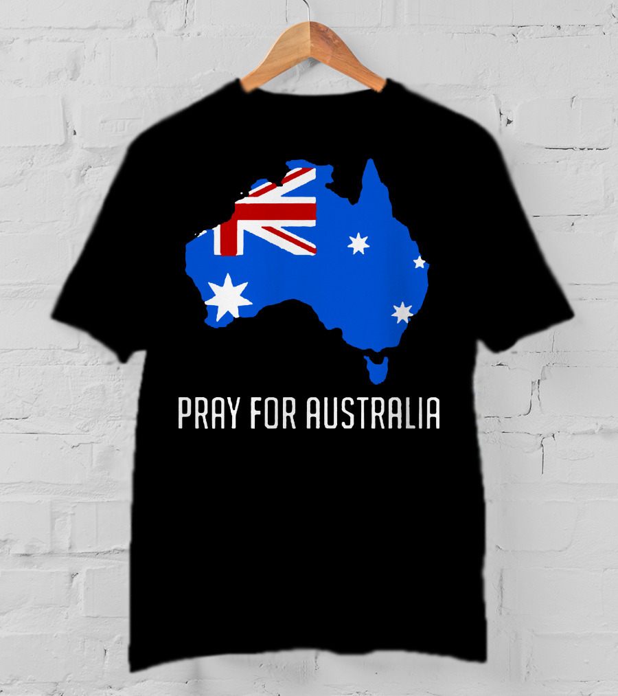 Pray For Australia Forest Fires Australia Map Flag Stars T-Shirt