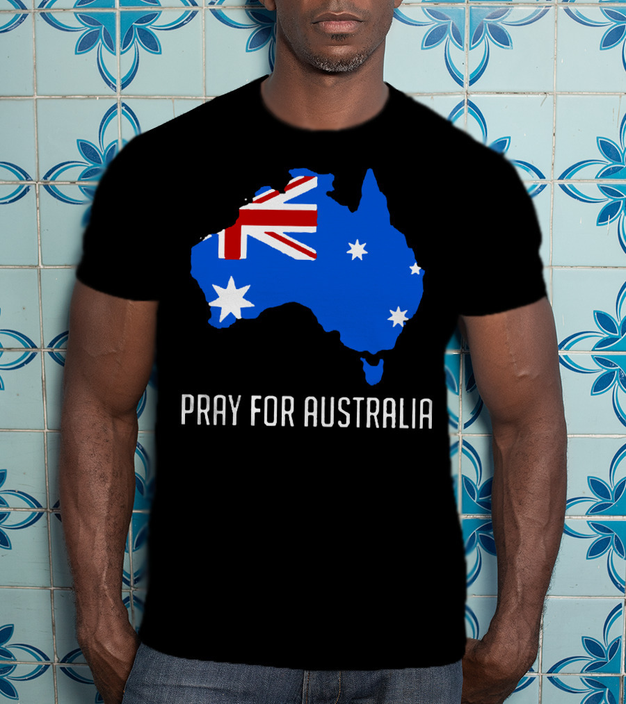 Pray For Australia Forest Fires Australia Map Flag Stars T-Shirt