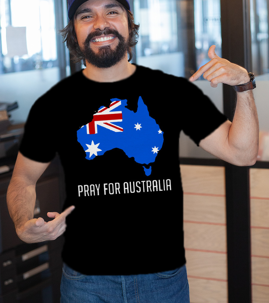 Pray For Australia Forest Fires Australia Map Flag Stars T-Shirt