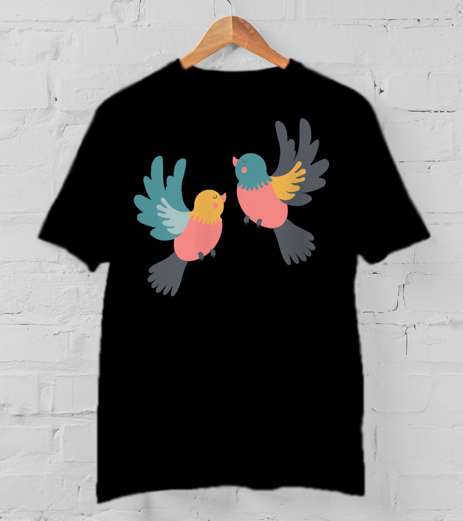 Pretty Birds Vibrant Colorful Avian Pair T-Shirt