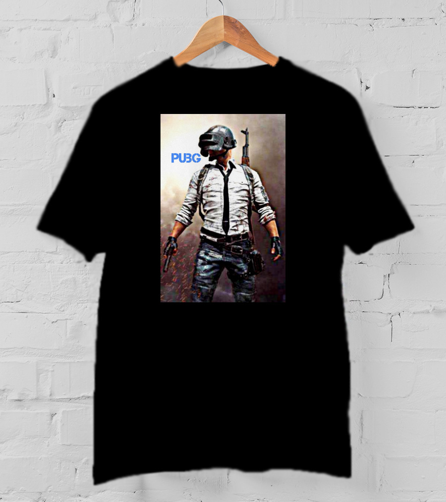 PUBG Battlegrounds Helmet Character With Gun And Tie T-Shirt