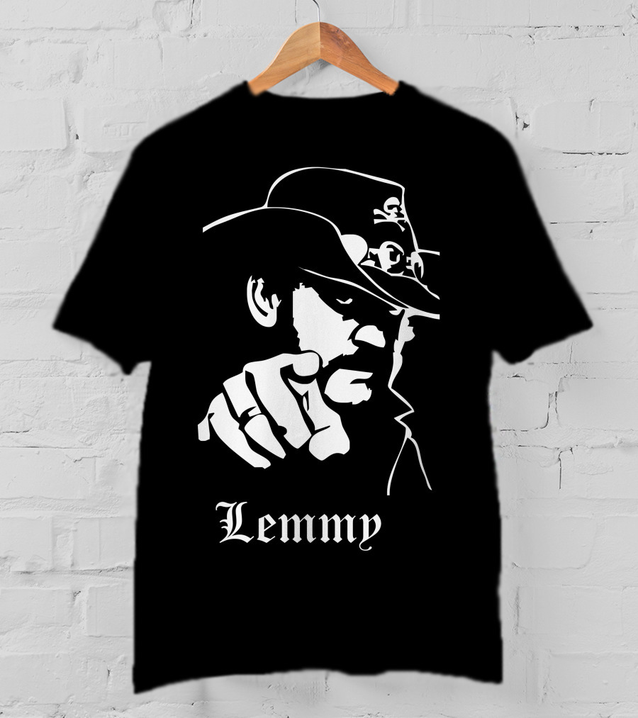 Lemmy Kilmister Memorial Tribute Iconic Figure With Hat And Crossbones T-Shirt