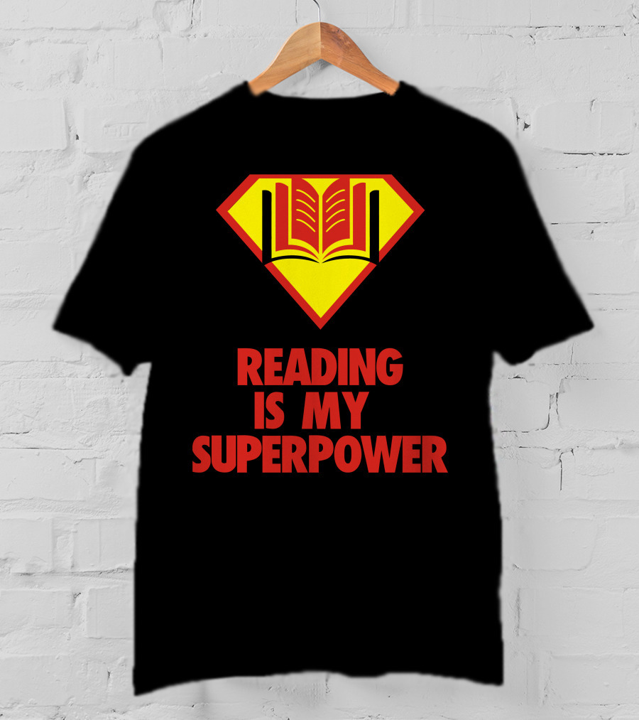 Reading Is My Superpower Book Emblem Hero T-Shirt