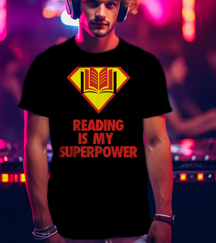 Reading Is My Superpower Book Emblem Hero T-Shirt