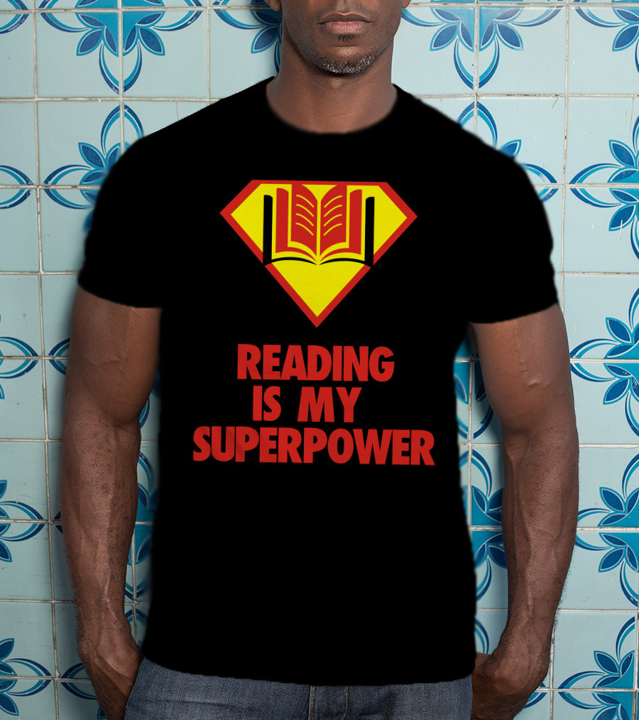 Reading Is My Superpower Book Emblem Hero T-Shirt