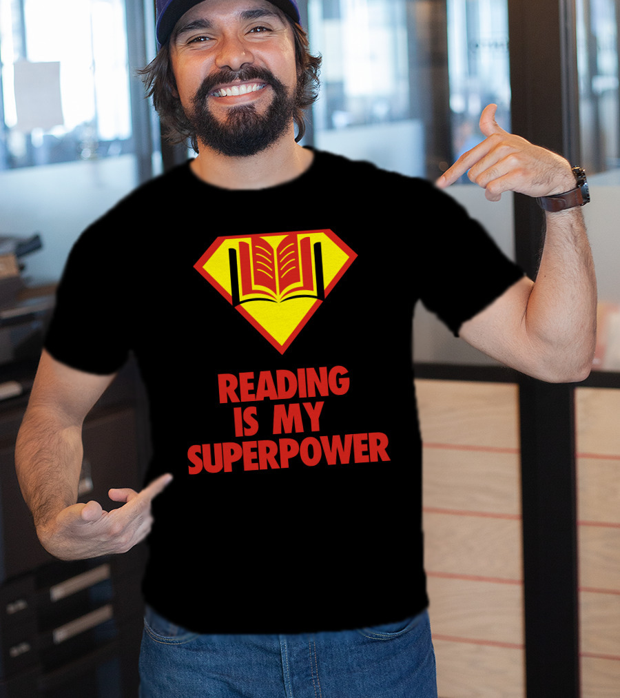 Reading Is My Superpower Book Emblem Hero T-Shirt