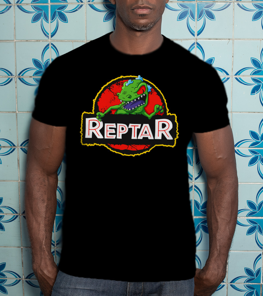Reptar Dinosaur Red Circle Background Rugrats 90s Nickelodeon T-Shirt