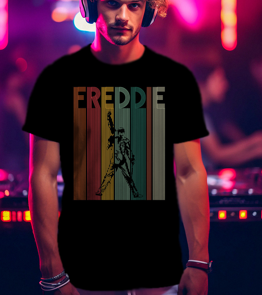Retro Freddie Mercury Stripes Legend T-Shirt
