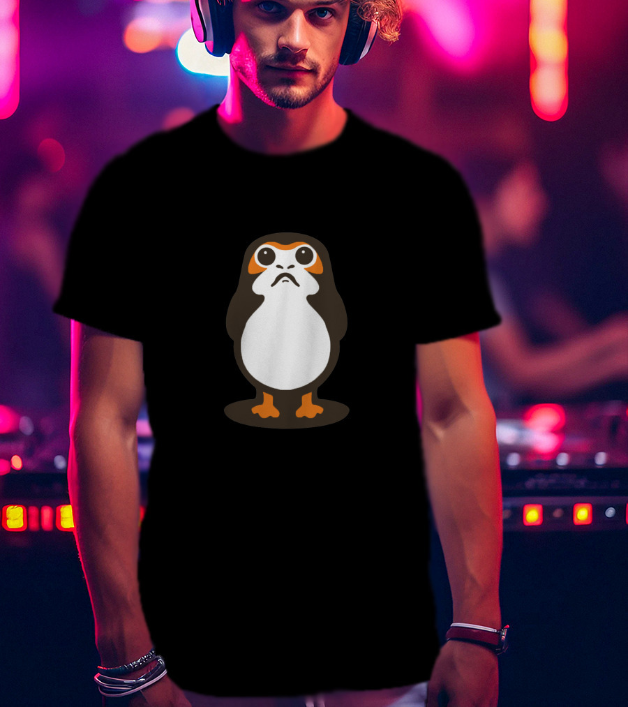 Retro Galactic Penguin Meets Porg T-Shirt