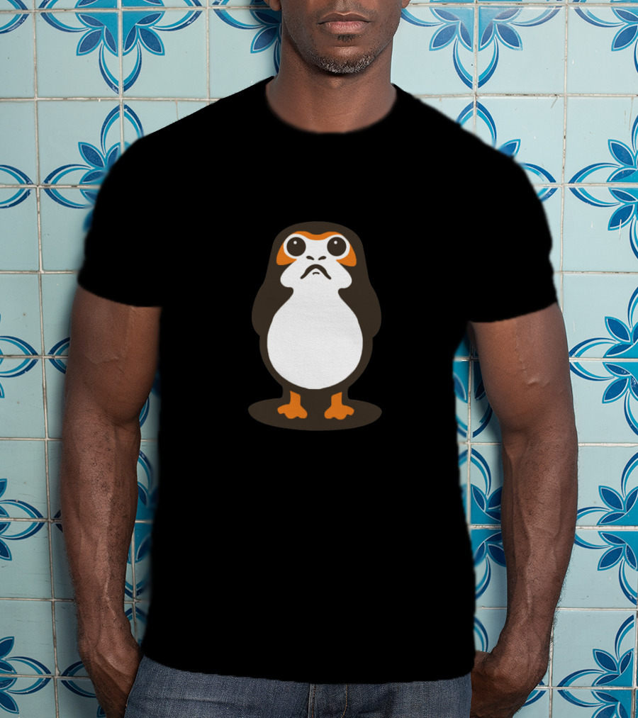 Retro Galactic Penguin Meets Porg T-Shirt