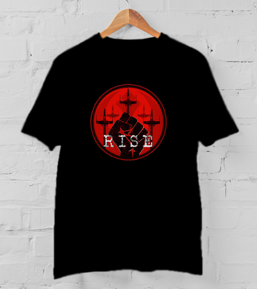 RISE Red Circle Fist With Airplanes T-Shirt