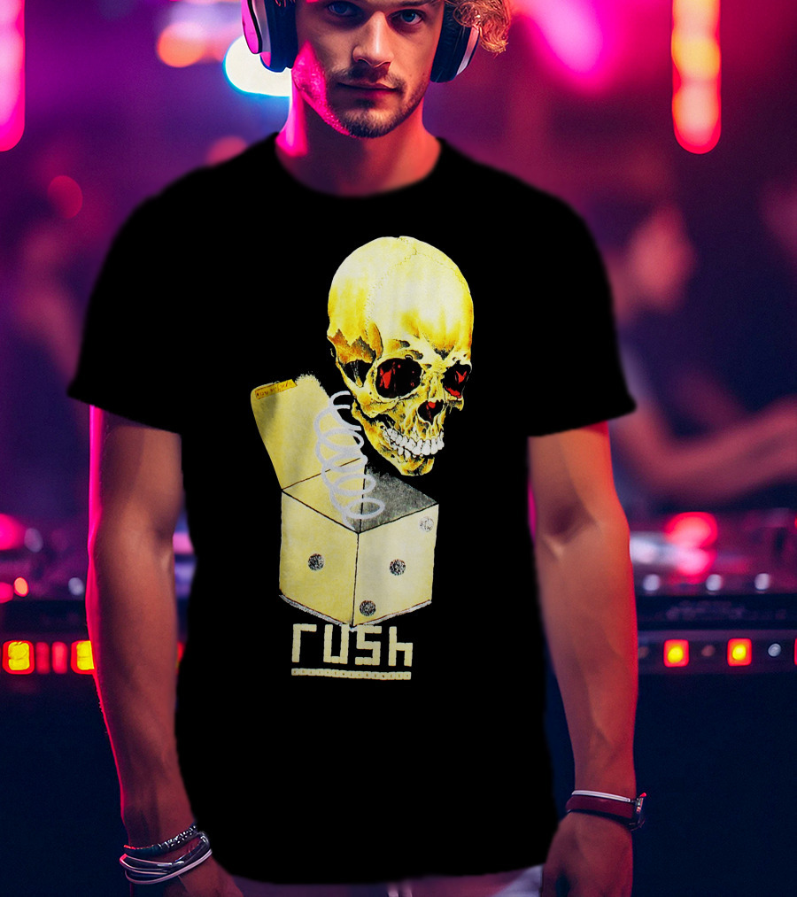 Rush Pushead Skull Springing From Dice Box T-Shirt