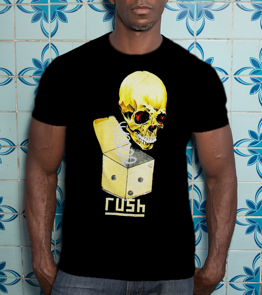 Rush Pushead Skull Springing From Dice Box T-Shirt