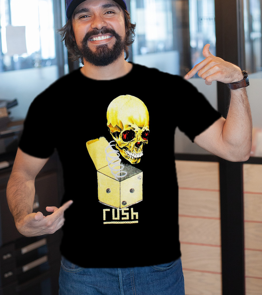 Rush Pushead Skull Springing From Dice Box T-Shirt