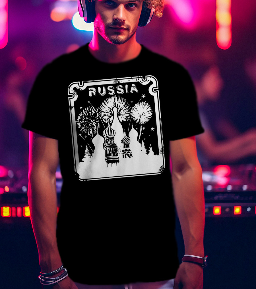 Russia Saint Basil's Cathedral Fireworks T-Shirt