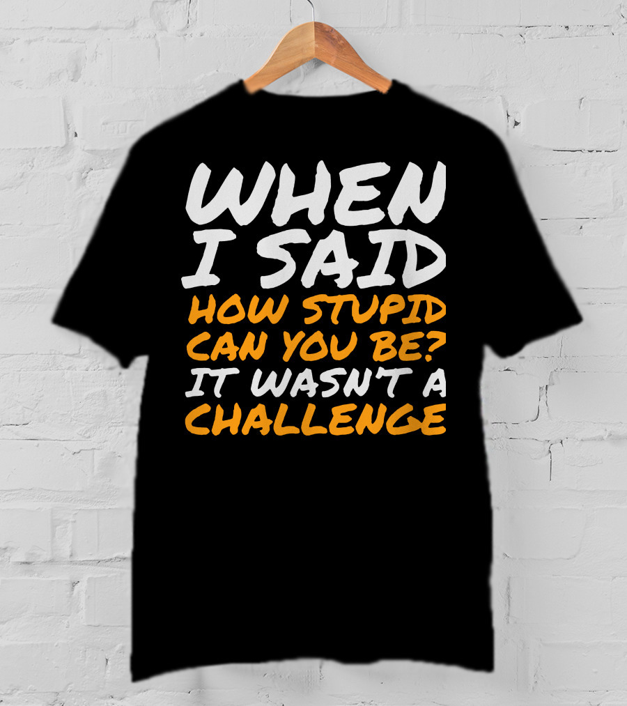 WHEN I SAID HOW STUPID CAN YOU BE IT WASN'T A CHALLENGE Sarcastic Quotes For Stupid People T-Shirt