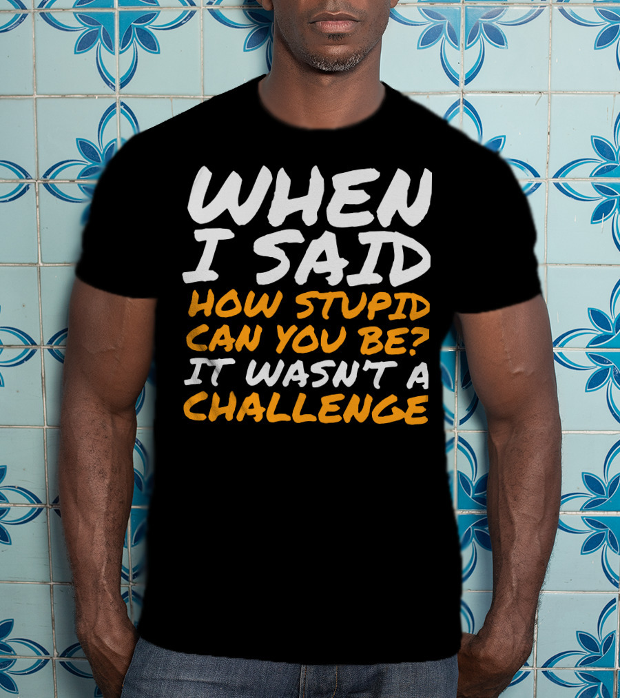 WHEN I SAID HOW STUPID CAN YOU BE IT WASN'T A CHALLENGE Sarcastic Quotes For Stupid People T-Shirt