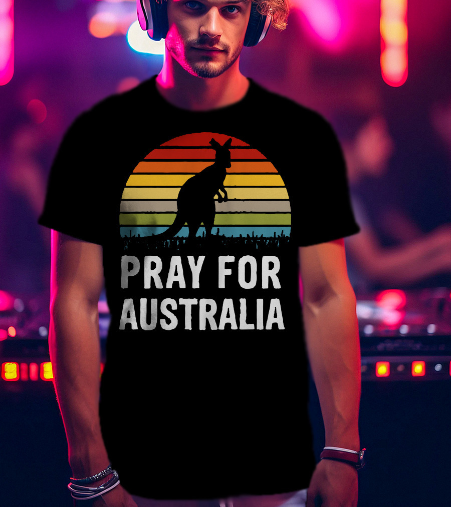Pray For Australia Kangaroo Sunset T-Shirt