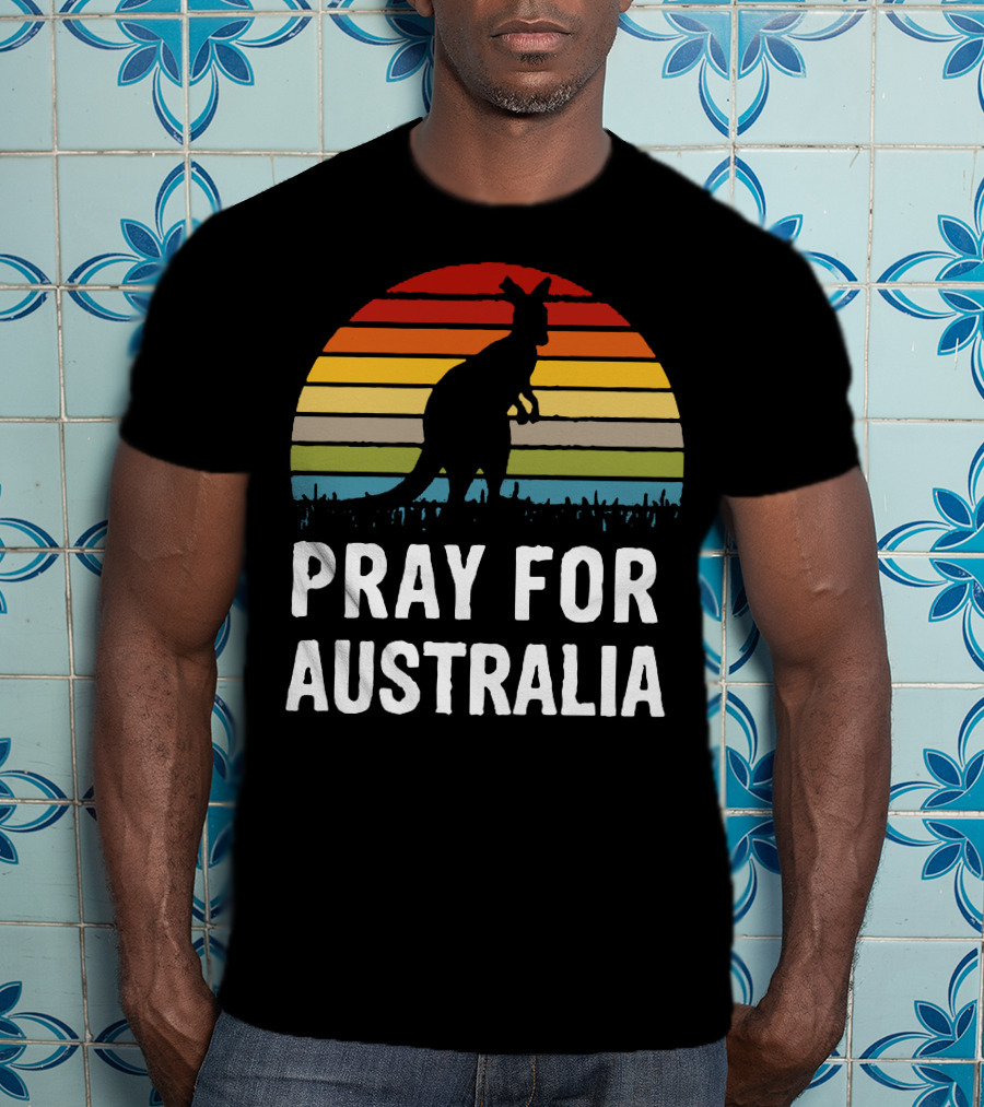Pray For Australia Kangaroo Sunset T-Shirt
