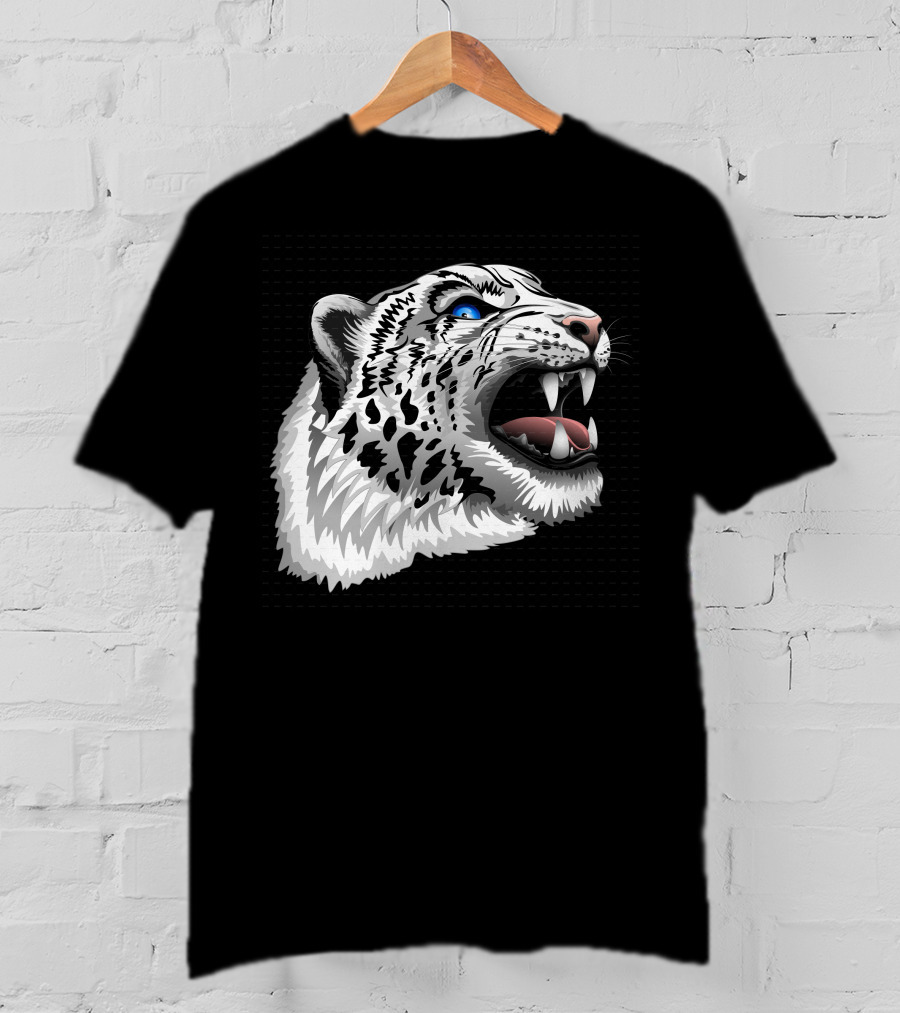 Snow Leopard Fierce Roaring Head T-Shirt