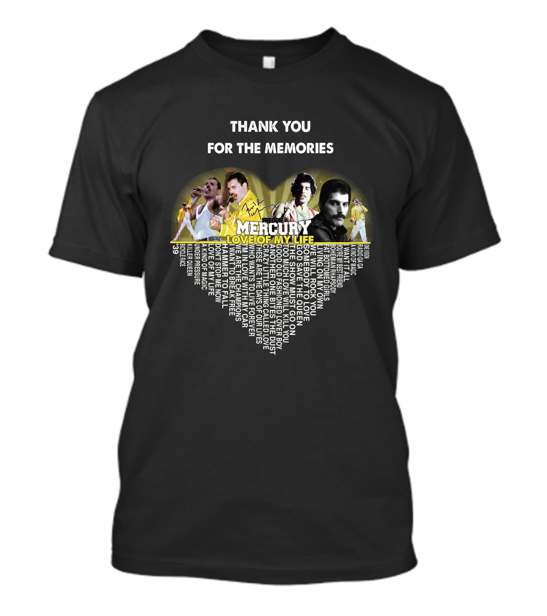 Thank You For The Memories Mercury Love Of My Life Heart T-Shirt