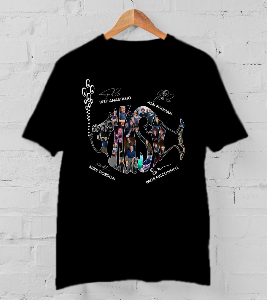 Phish Trey Anastasio Jon Fishman Mike Gordon Page McConnell Signatures Fish T-Shirt