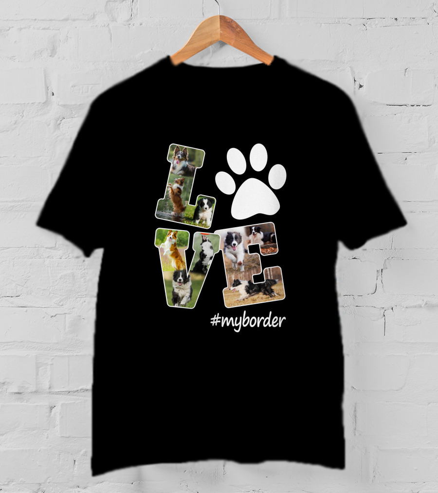 LOVE Paw Print Border Collie #myborder T-Shirt